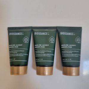 Lot 3 x Biossance SQUALANE + GLYCOLIC RENEWAL MASK (1.01 oz/30 mL) New S…
